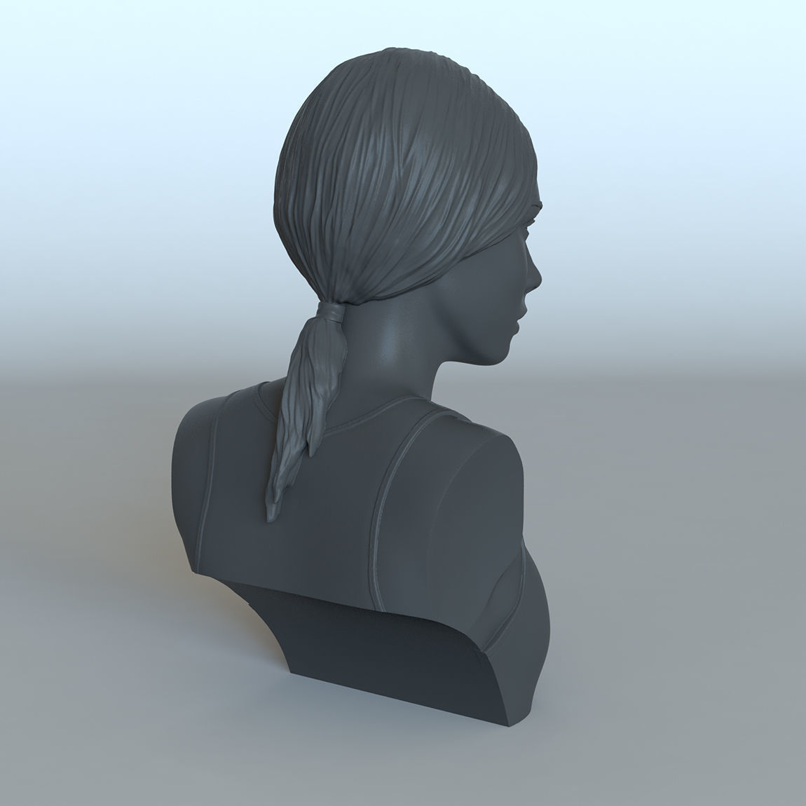 Portrait of a girl with a ponytail 3D print model_9