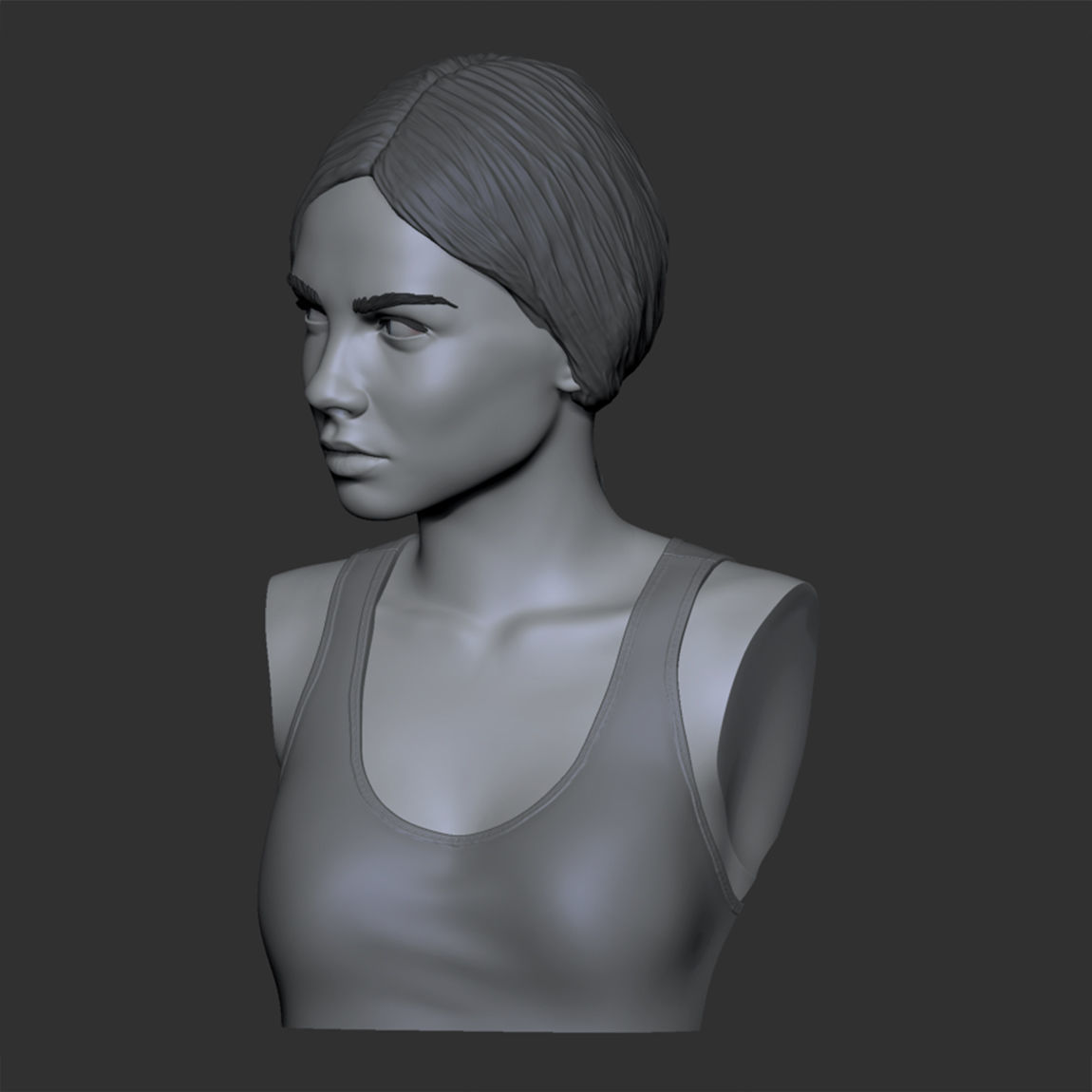 Portrait of a girl with a ponytail 3D print model_14