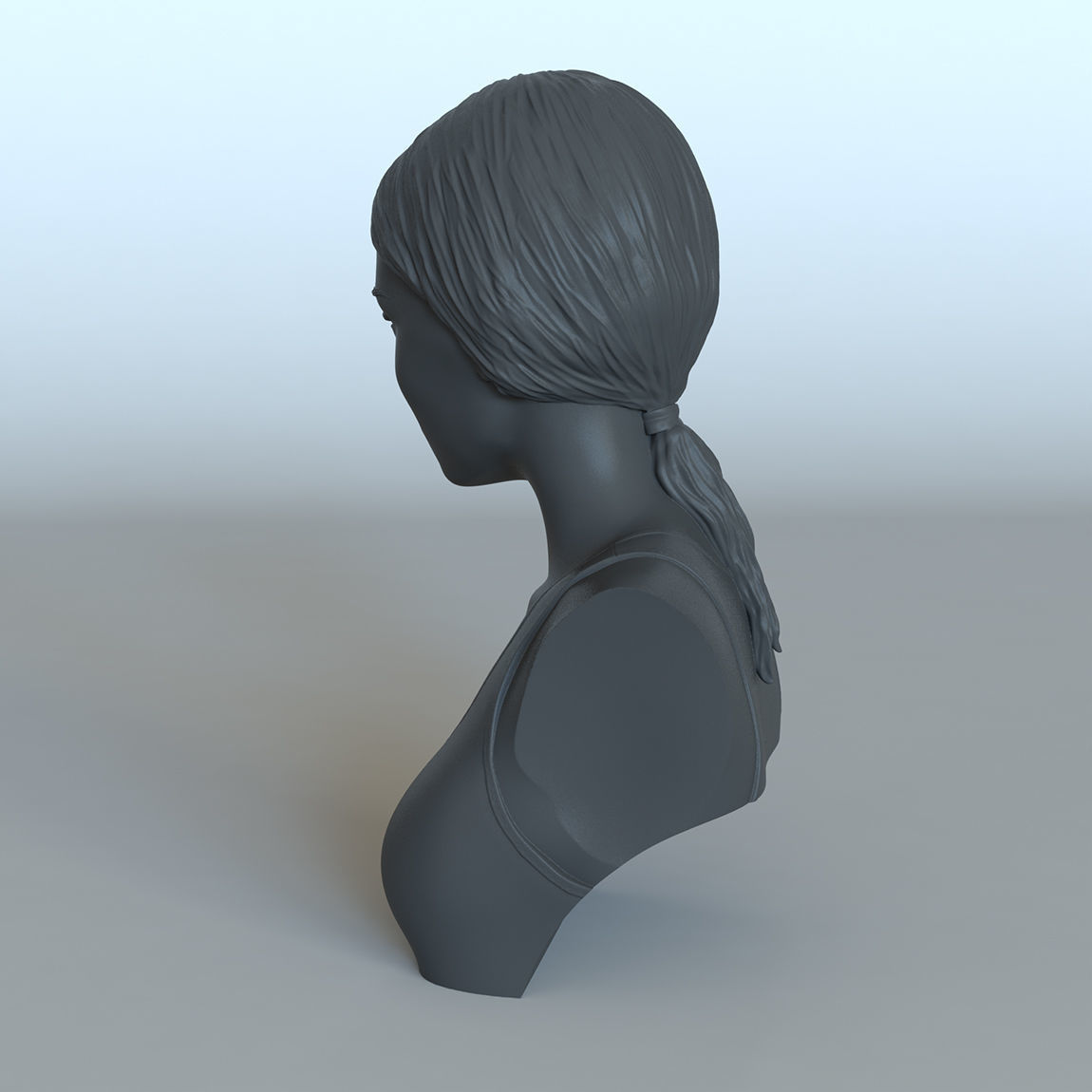 Portrait of a girl with a ponytail 3D print model_7