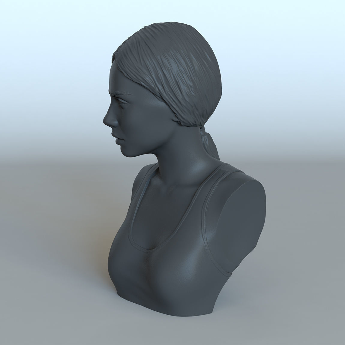 Portrait of a girl with a ponytail 3D print model_6