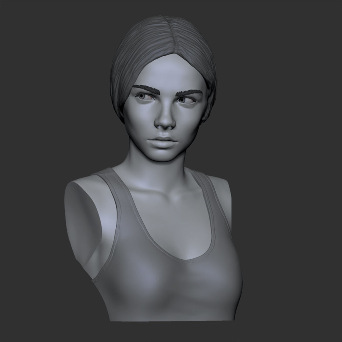 Portrait of a girl with a ponytail 3D print model_13