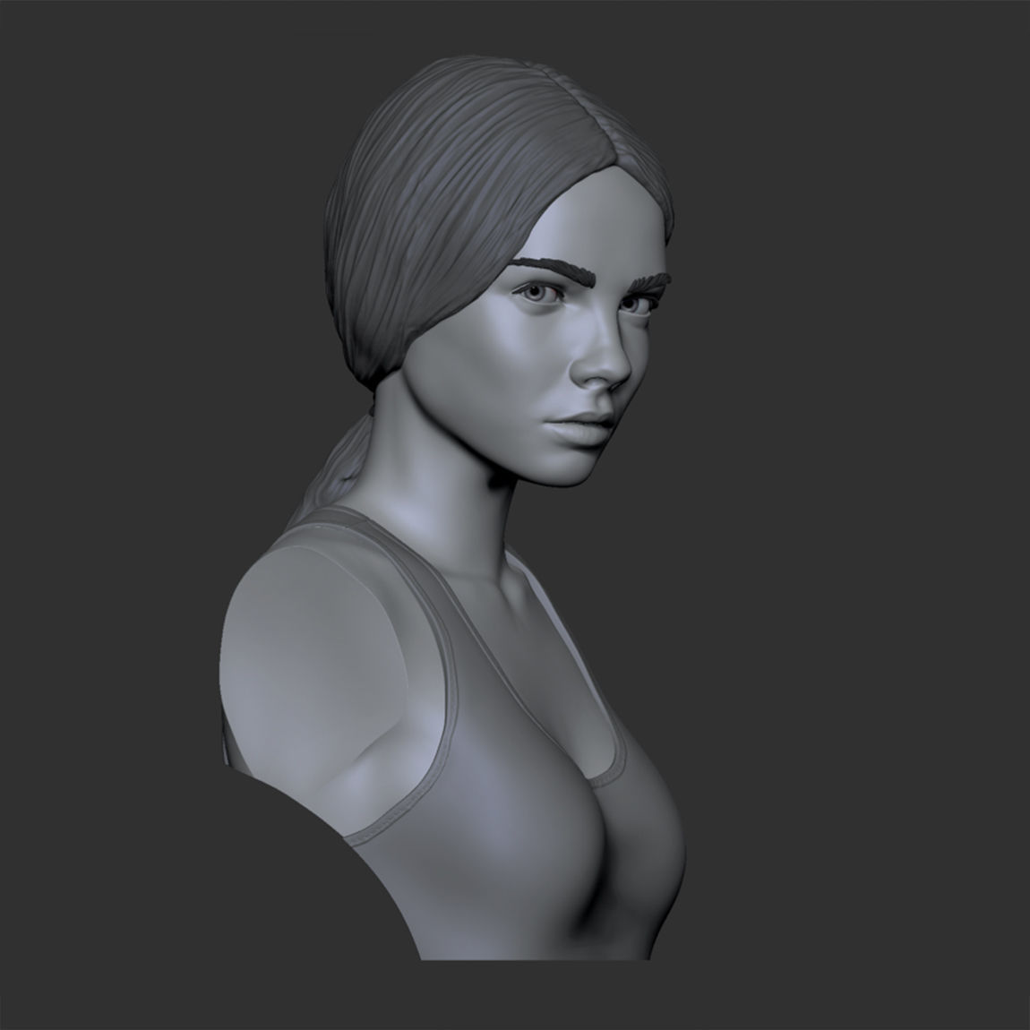 Portrait of a girl with a ponytail 3D print model_12