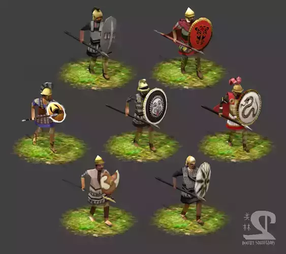 Lowpoly Hellenistic Hoplites Low-poly 3D model