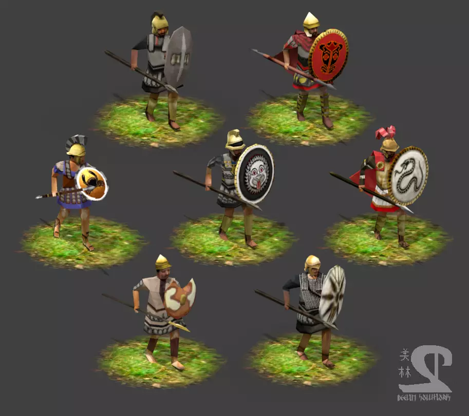 Lowpoly Hellenistic Hoplites Low-poly 3D model_0