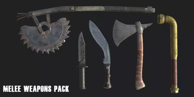 Melee Weapons Pack for Games Low-poly 3D model_0