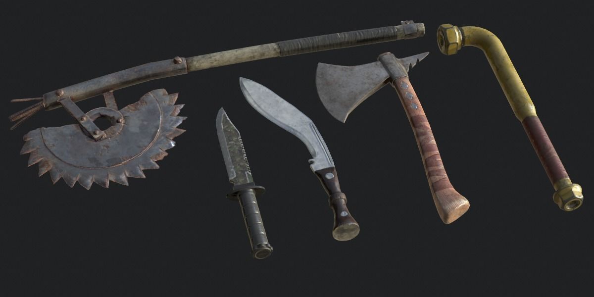 Melee Weapons Pack for Games Low-poly 3D model_2