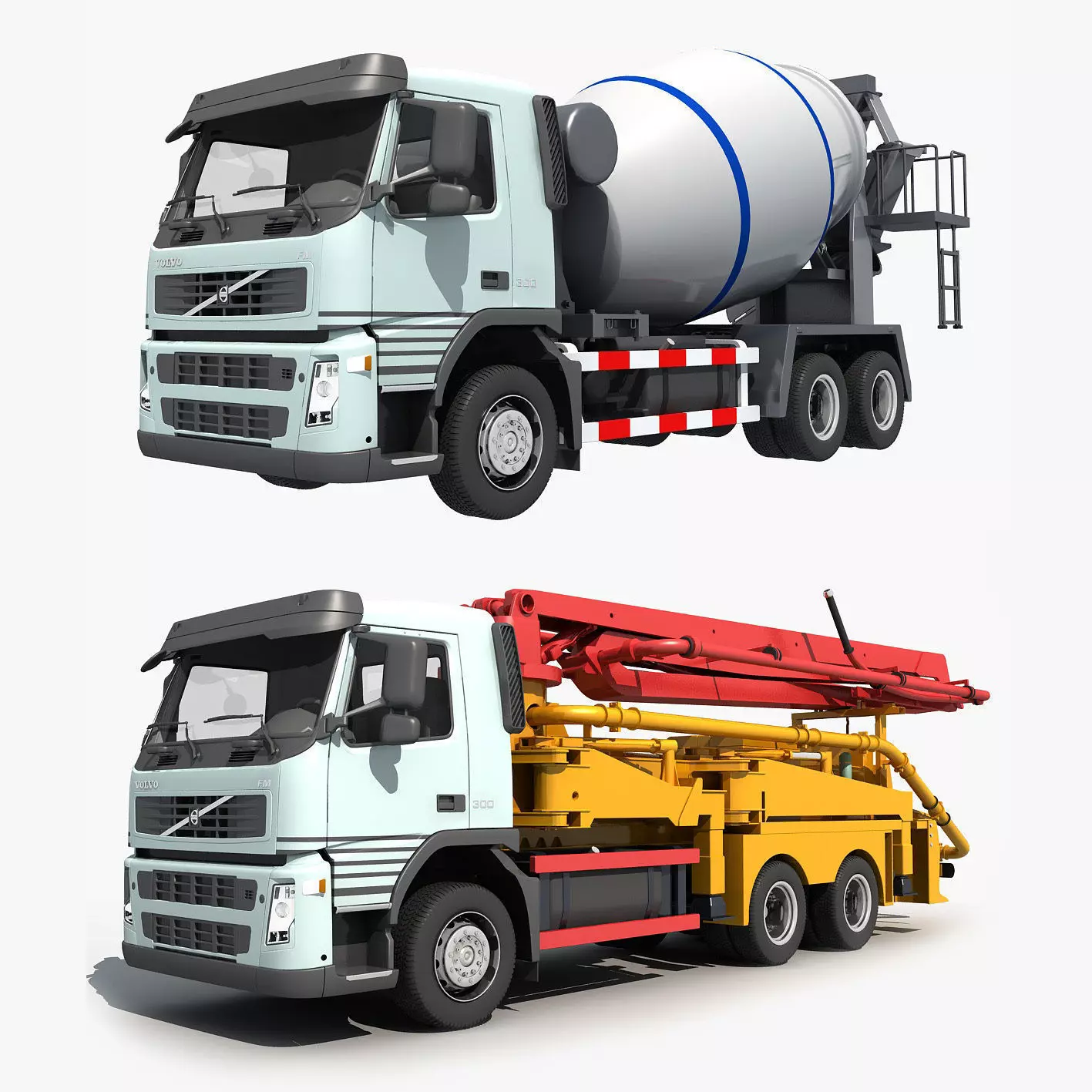 Collection Cement Mixer Concrete pumper 3D model_0