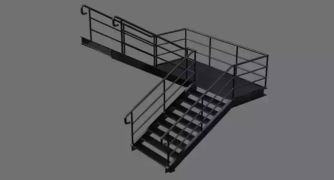 Stair 1A Low-poly 3D model