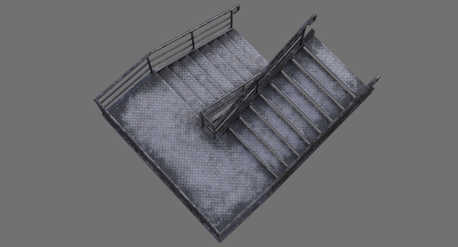 Stair 1B Low-poly 3D model_3