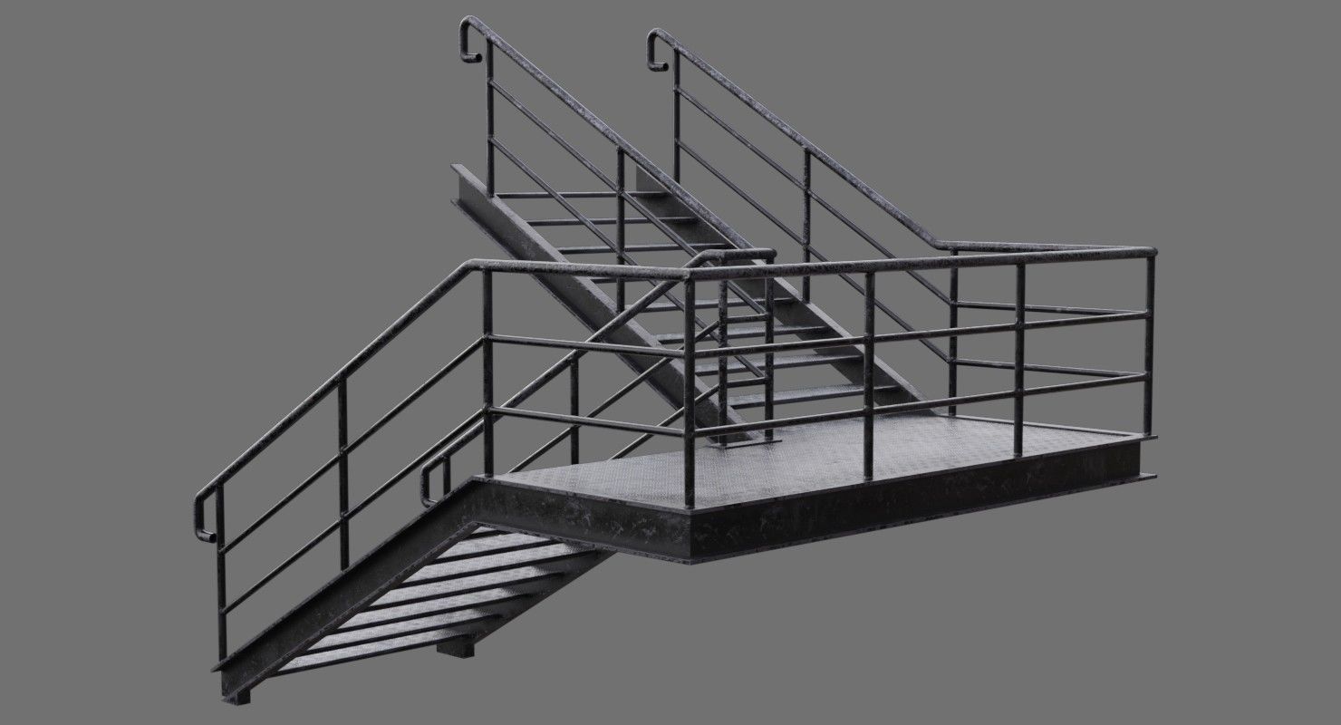 Stair 1B Low-poly 3D model_4