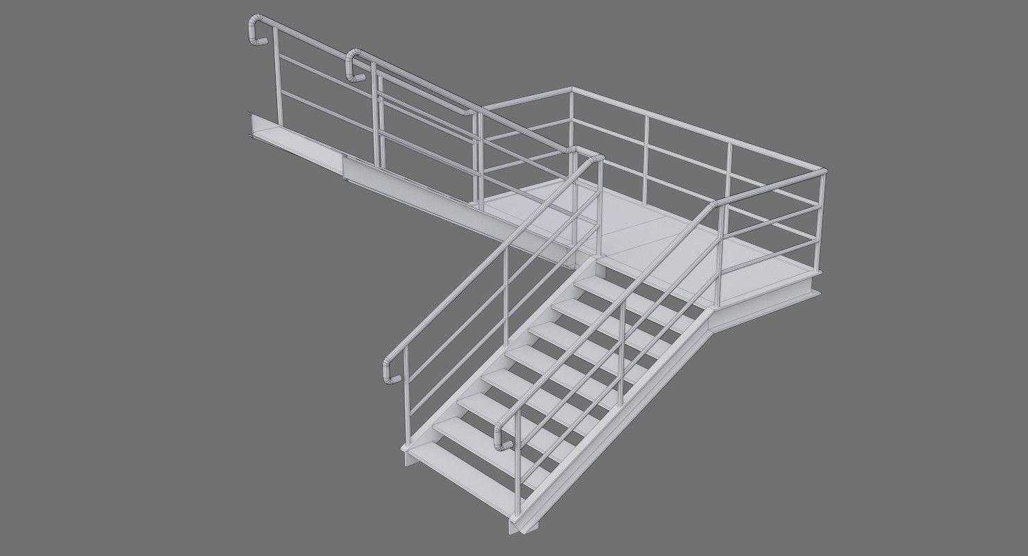 Stair 1B Low-poly 3D model_7