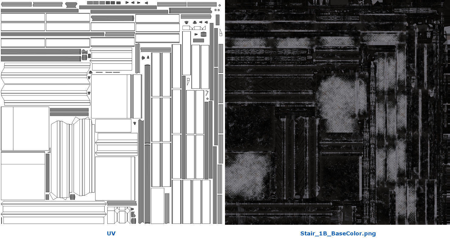 Stair 1B Low-poly 3D model_9