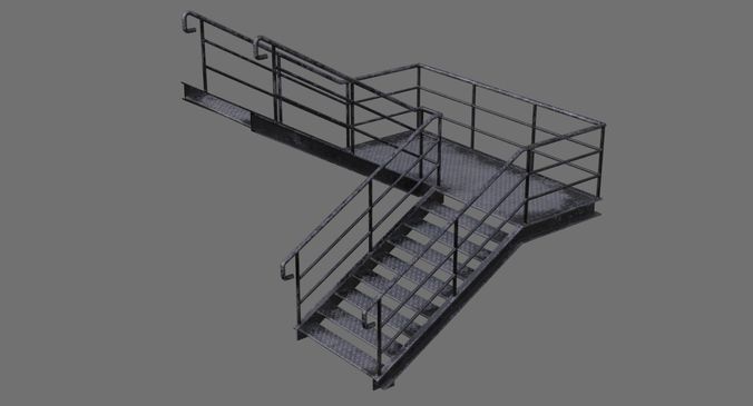 Stair 1B Low-poly 3D model