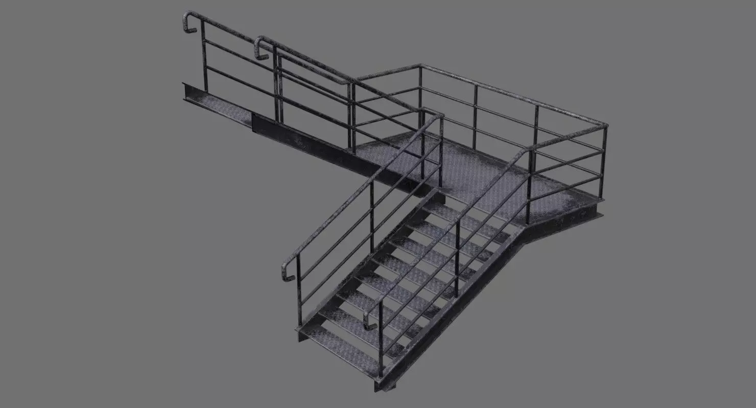 Stair 1B Low-poly 3D model_0
