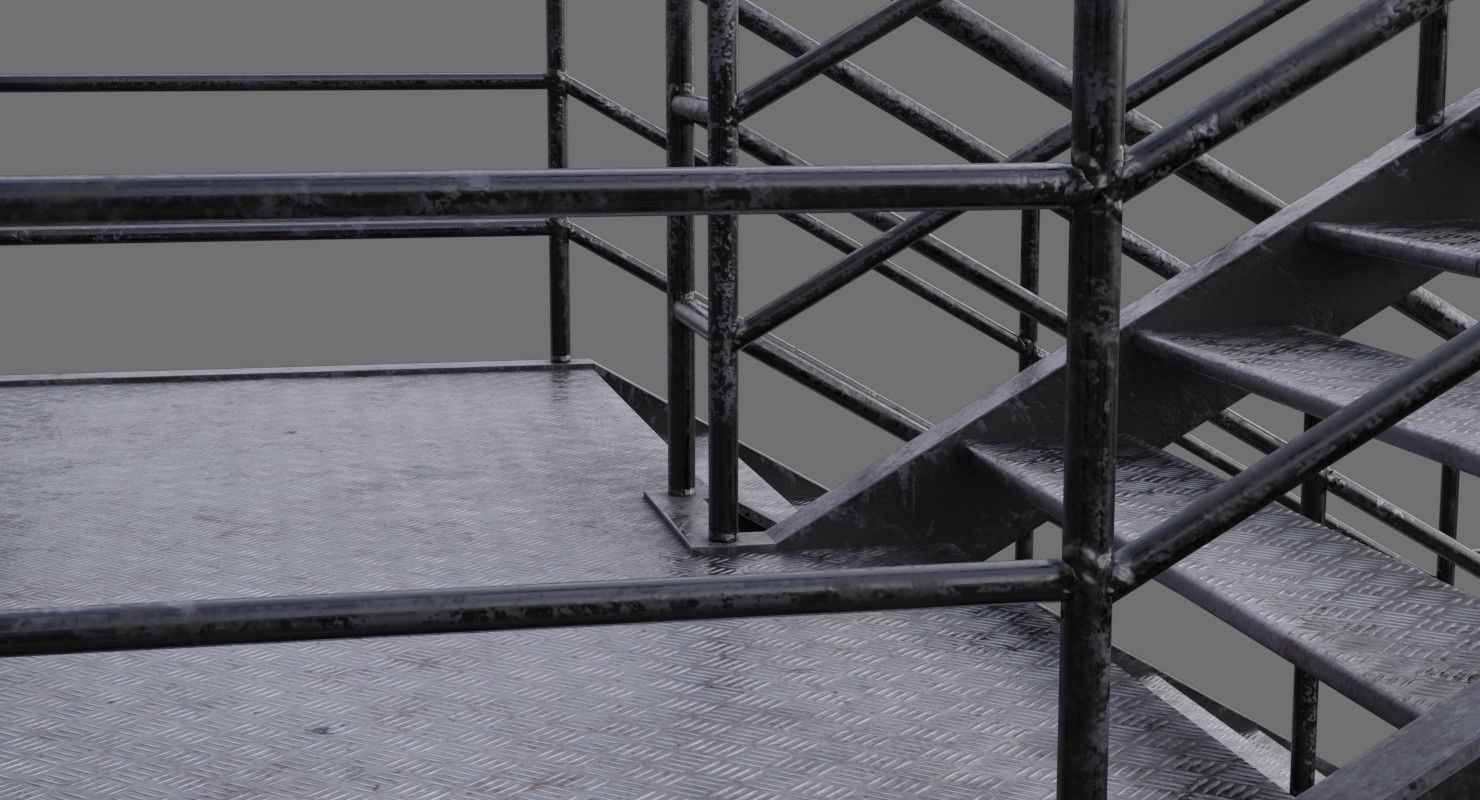 Stair 1B Low-poly 3D model_6