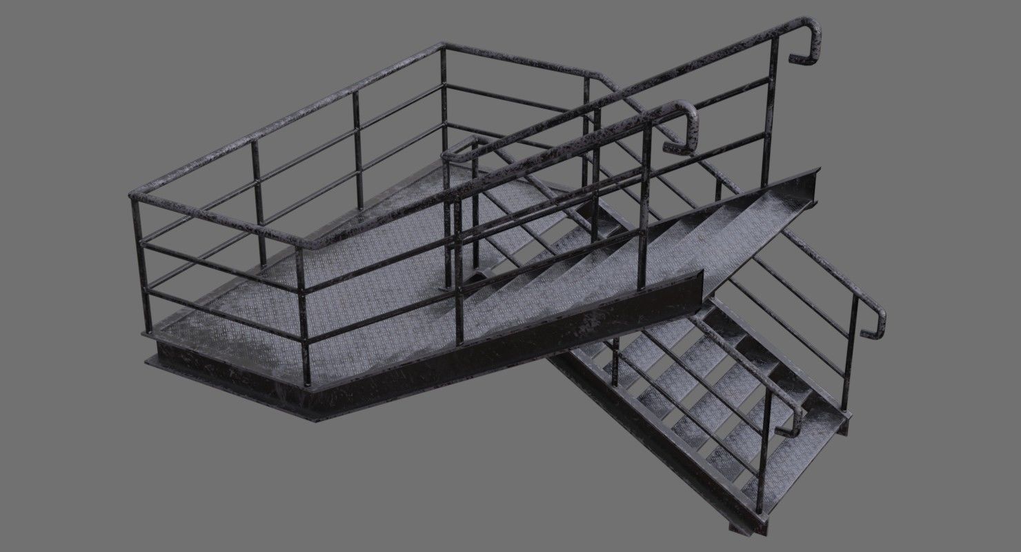 Stair 1B Low-poly 3D model_2