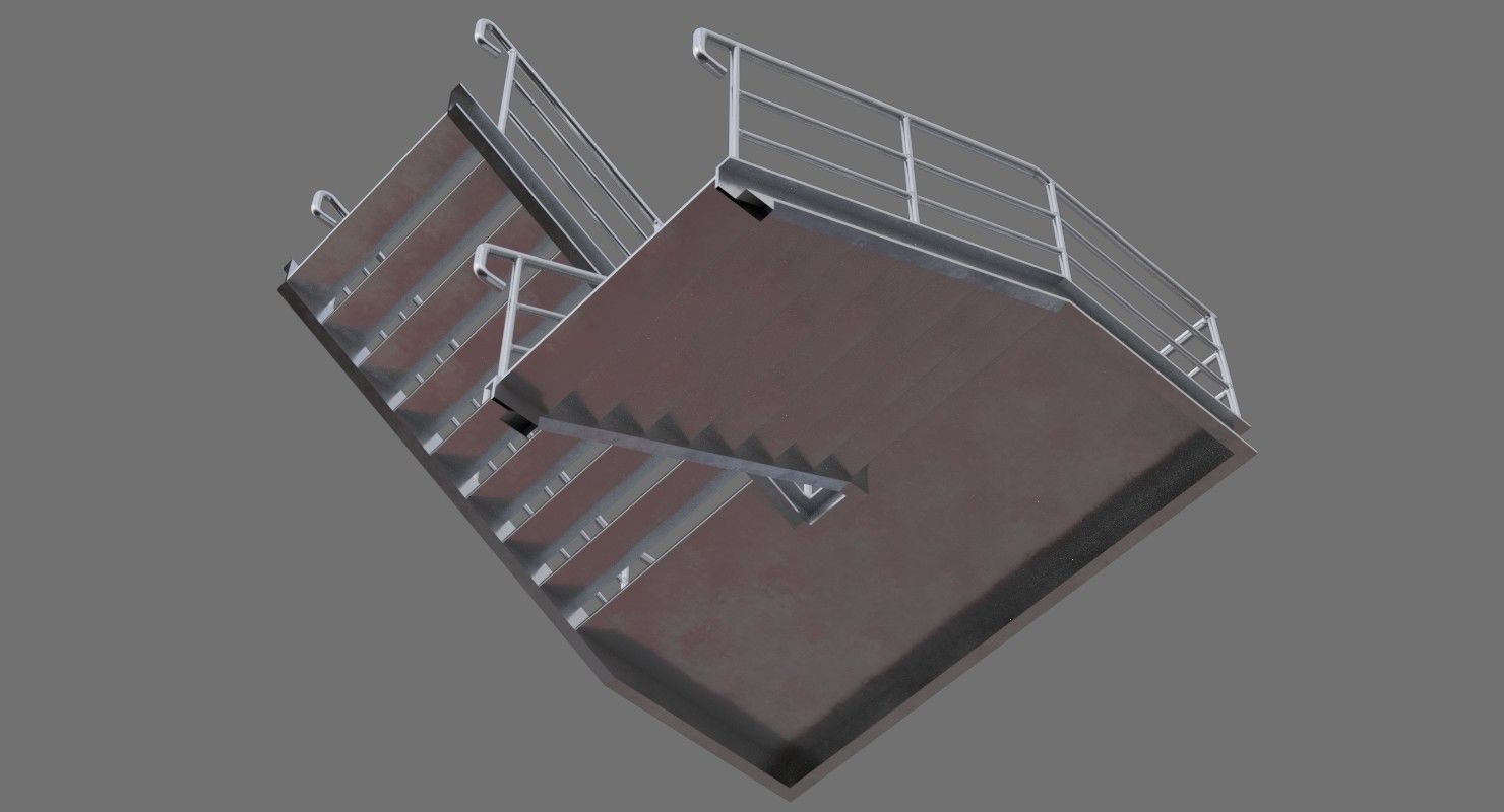 Stair 1D Low-poly 3D model_5