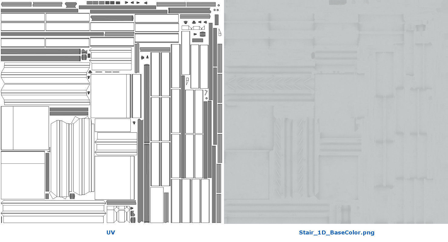 Stair 1D Low-poly 3D model_9
