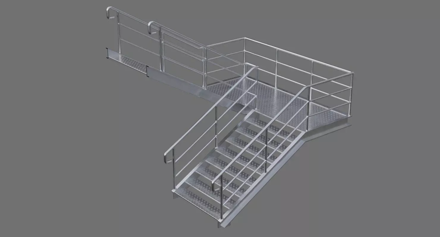 Stair 1D Low-poly 3D model_0