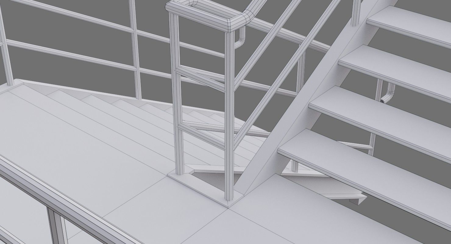 Stair 1D Low-poly 3D model_8