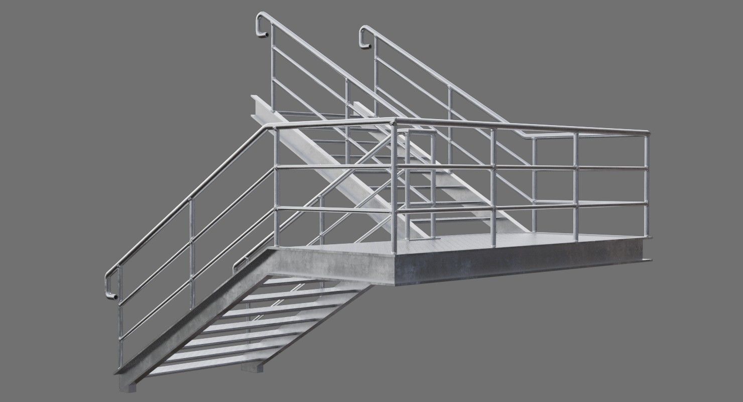 Stair 1D Low-poly 3D model_4