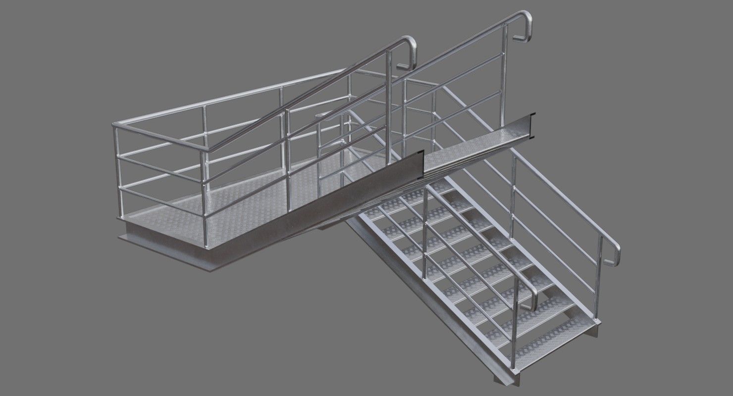 Stair 1D Low-poly 3D model_2