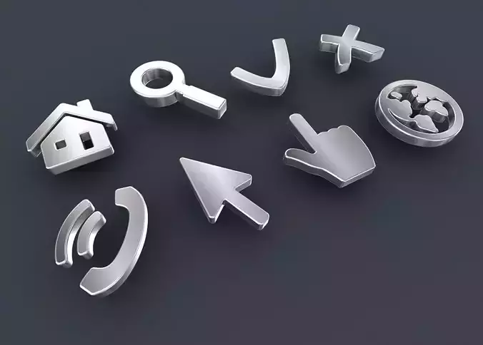 Web 3D icons set  3D model