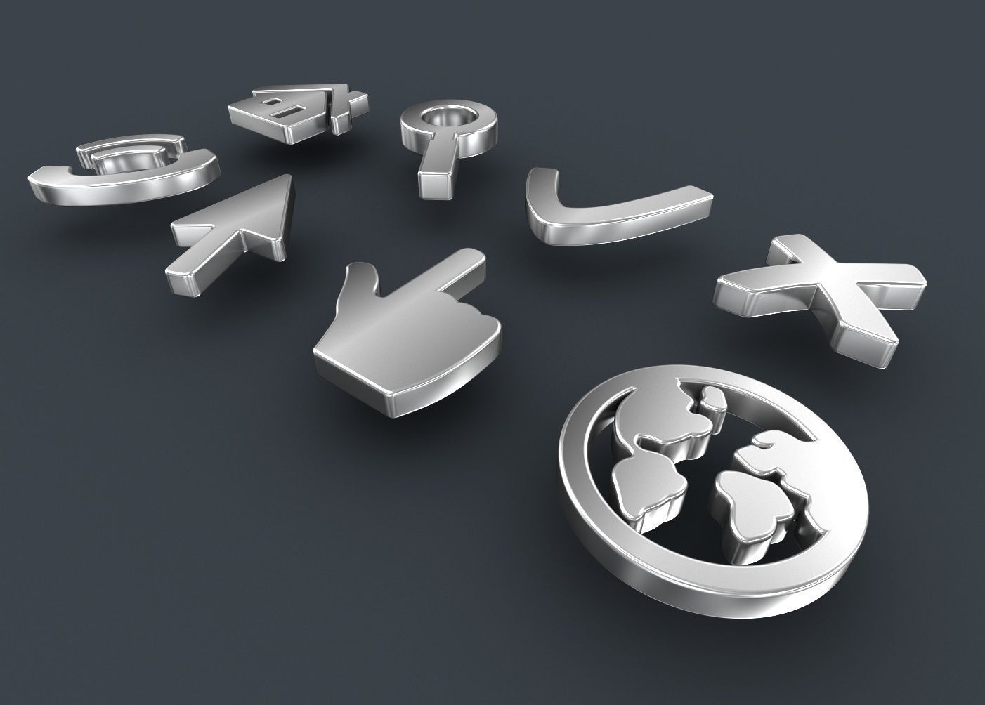 Web 3D icons set  3D model_6