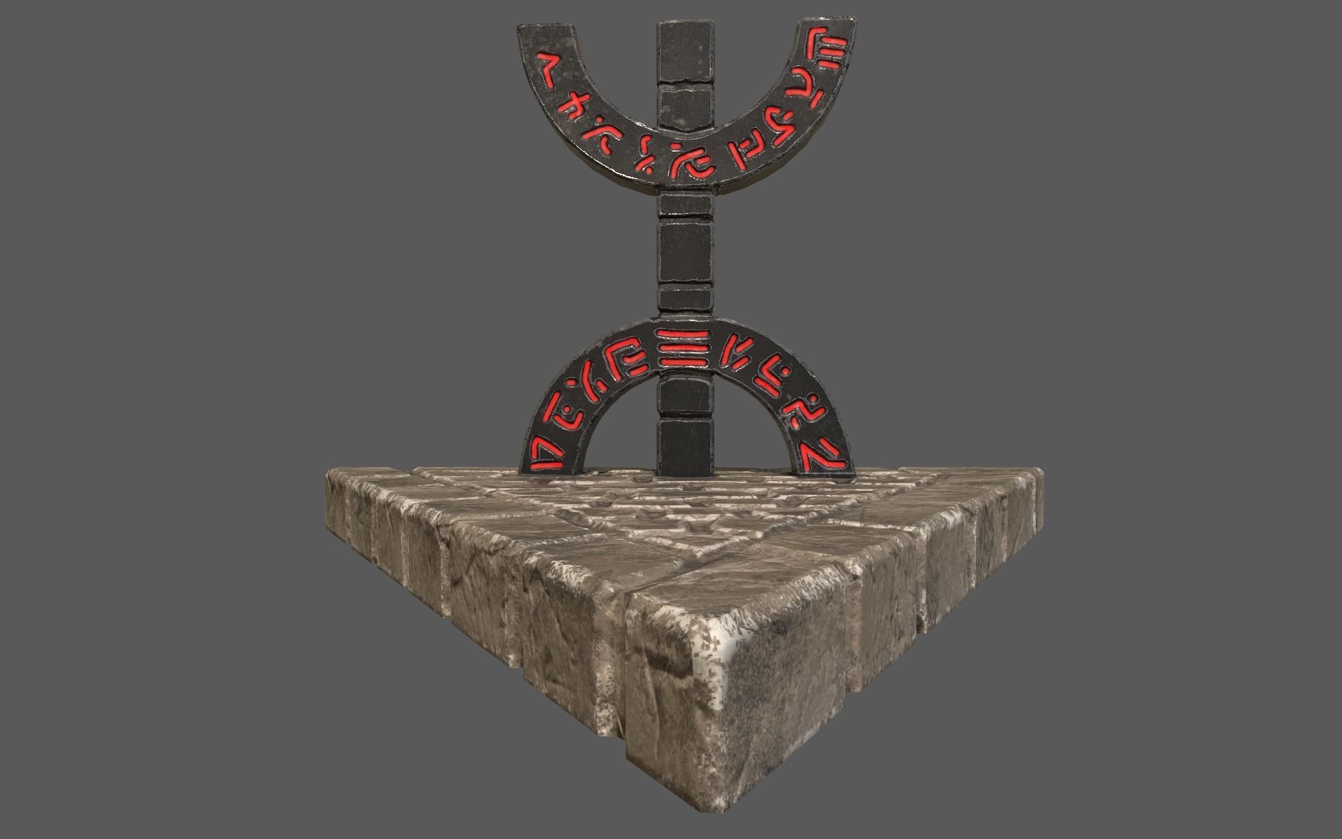 Totem stone monument with sign Low-poly 3D model_6