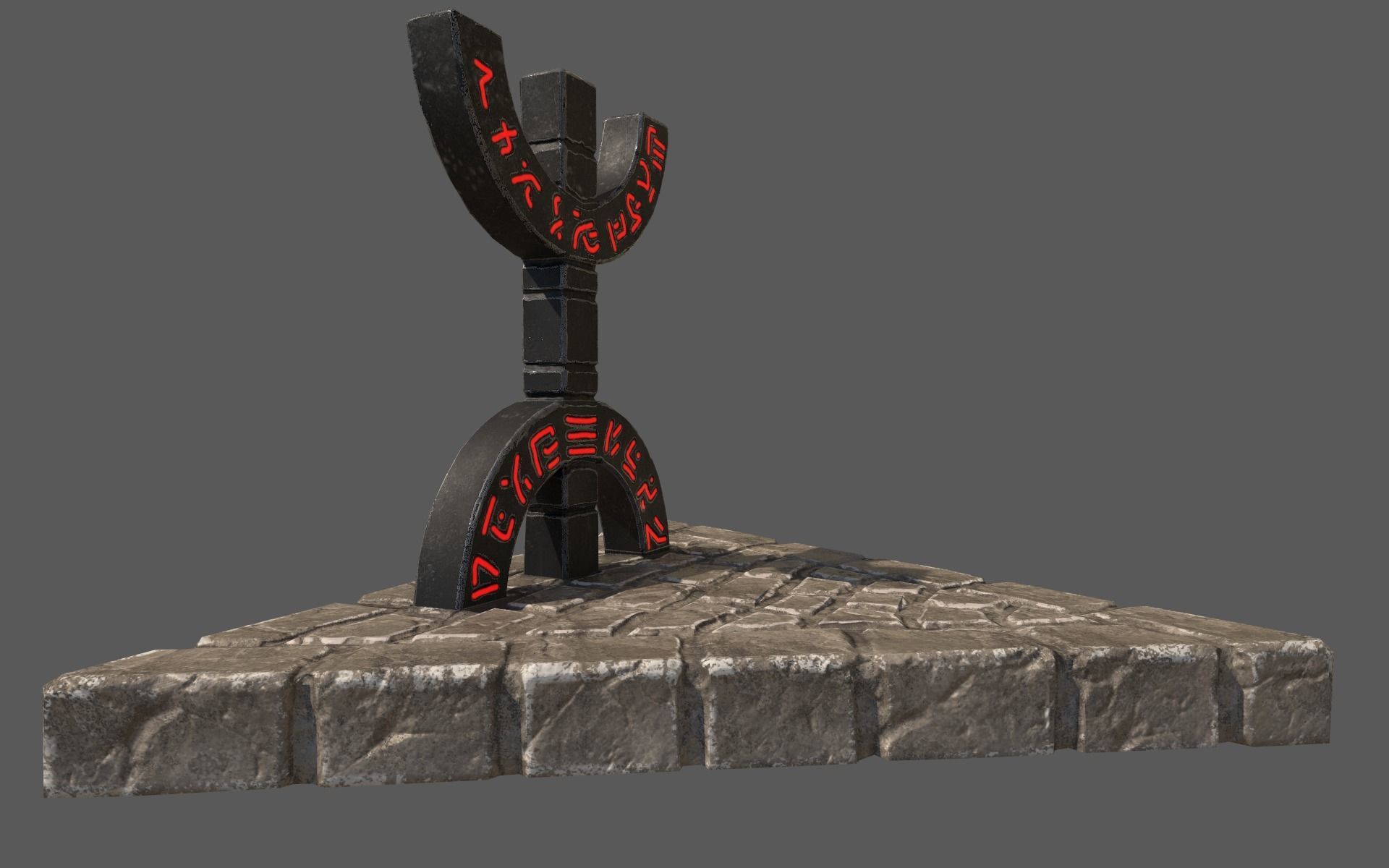 Totem stone monument with sign Low-poly 3D model_3
