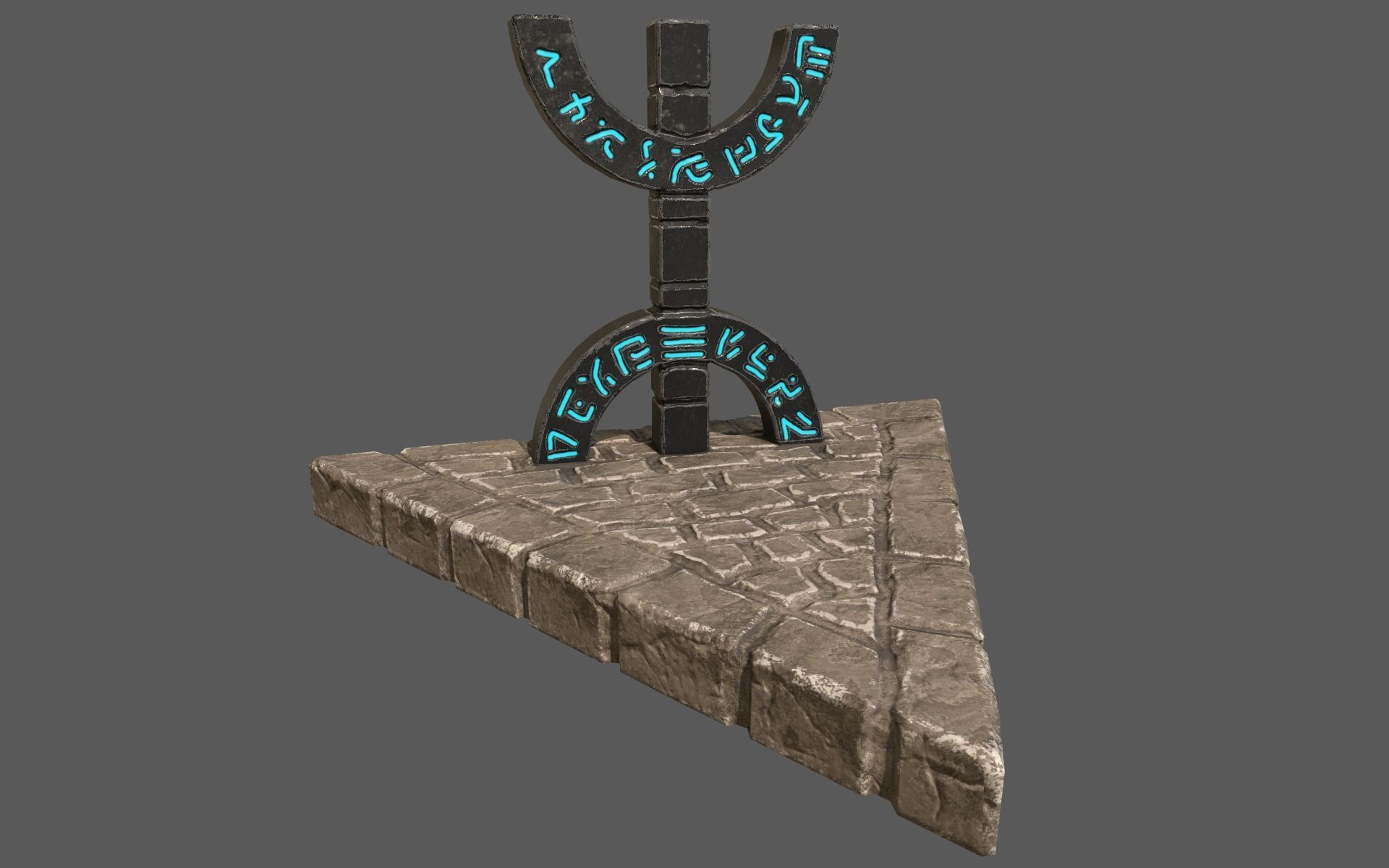 Totem stone monument with sign Low-poly 3D model_9