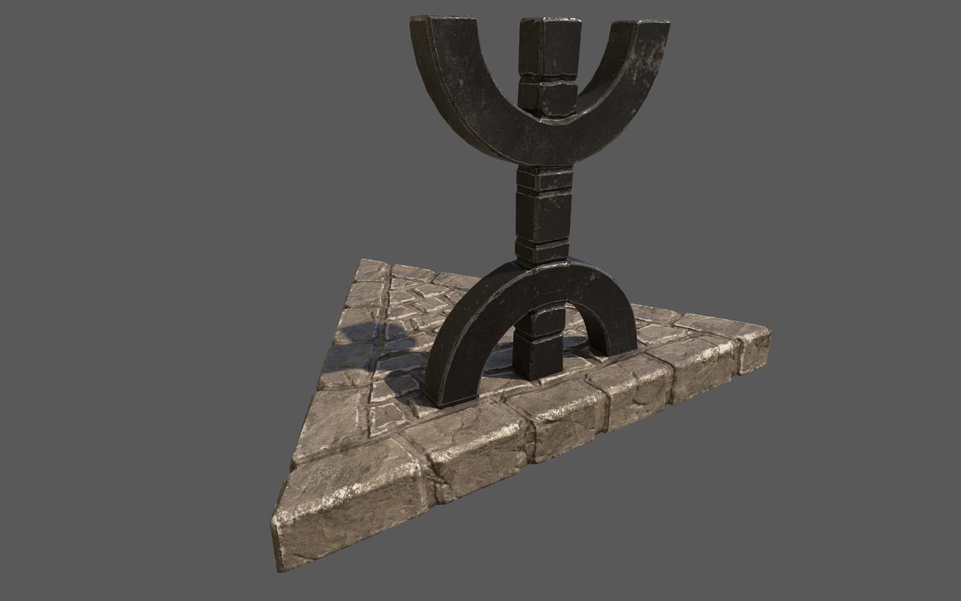 Totem stone monument with sign Low-poly 3D model_5