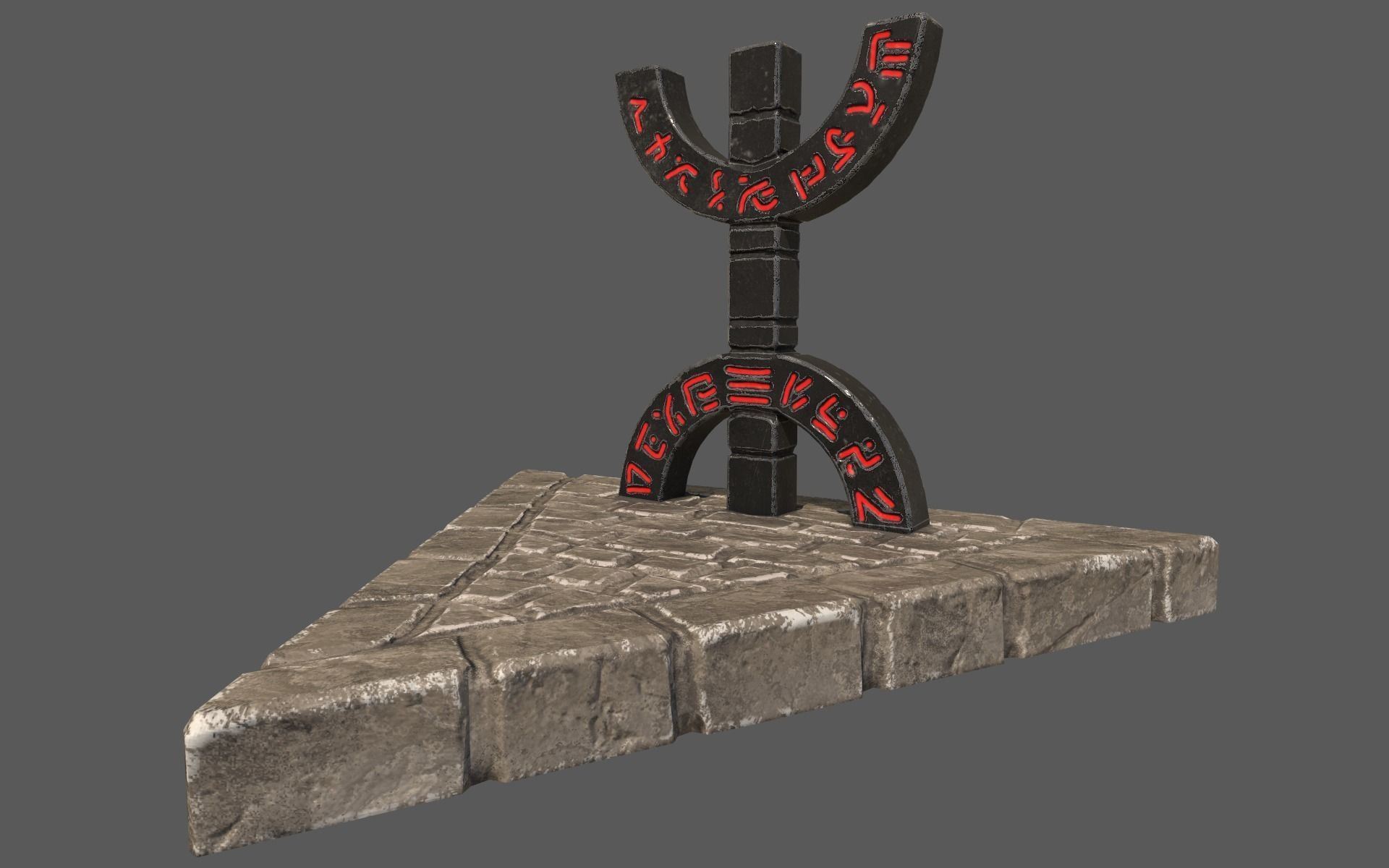 Totem stone monument with sign Low-poly 3D model_2