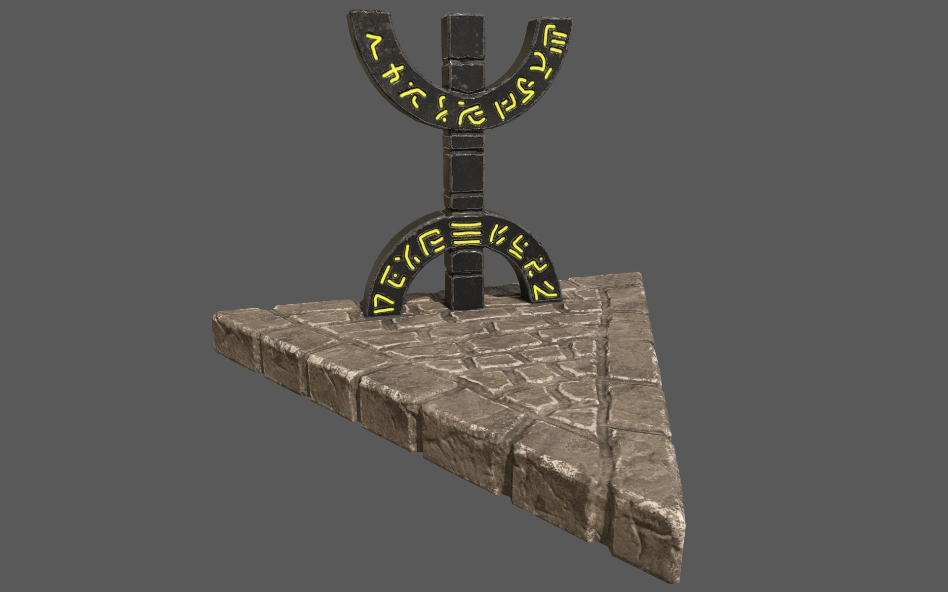 Totem stone monument with sign Low-poly 3D model_7