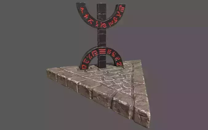Totem stone monument with sign Low-poly 3D model
