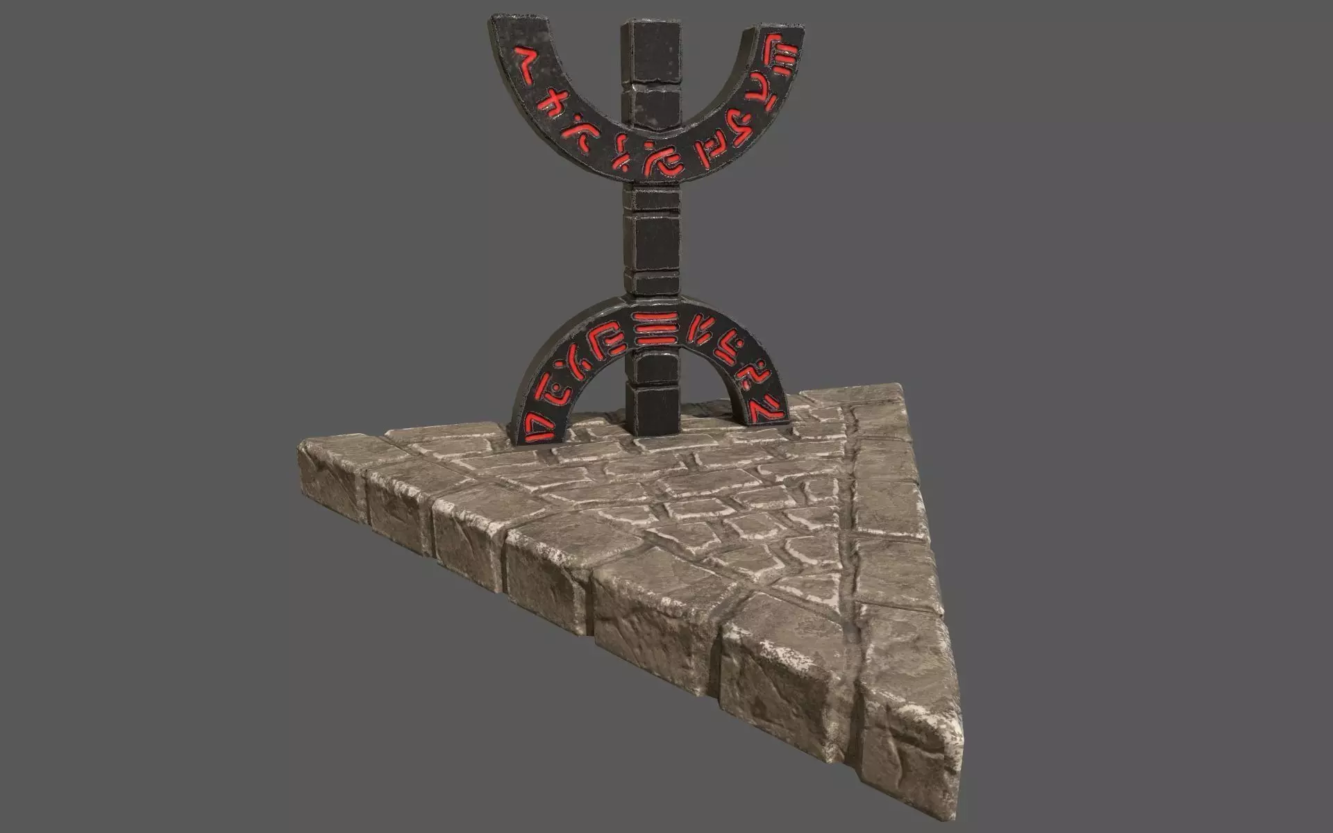 Totem stone monument with sign Low-poly 3D model_0