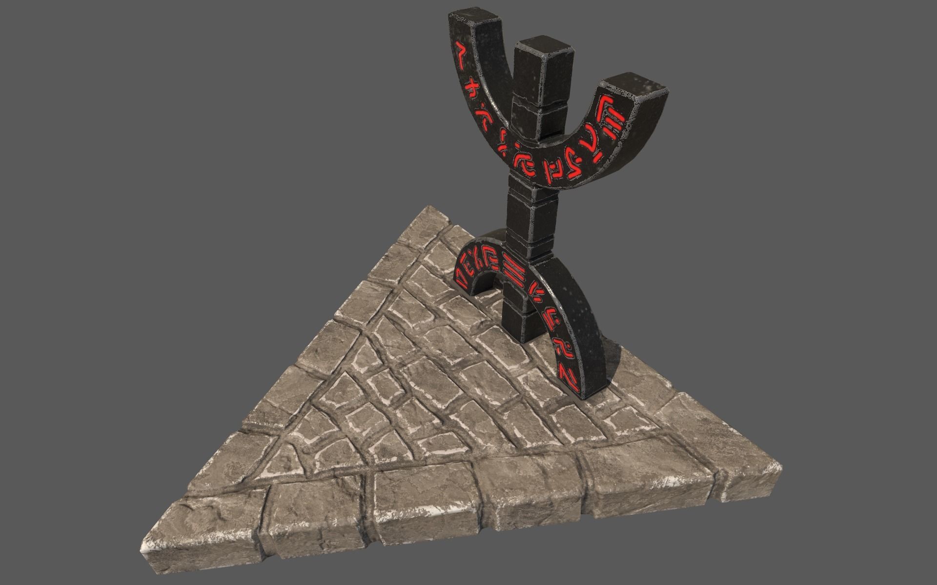 Totem stone monument with sign Low-poly 3D model_4