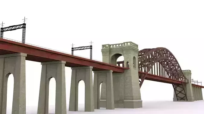 Hell Gate Bridge Low-poly 3D model