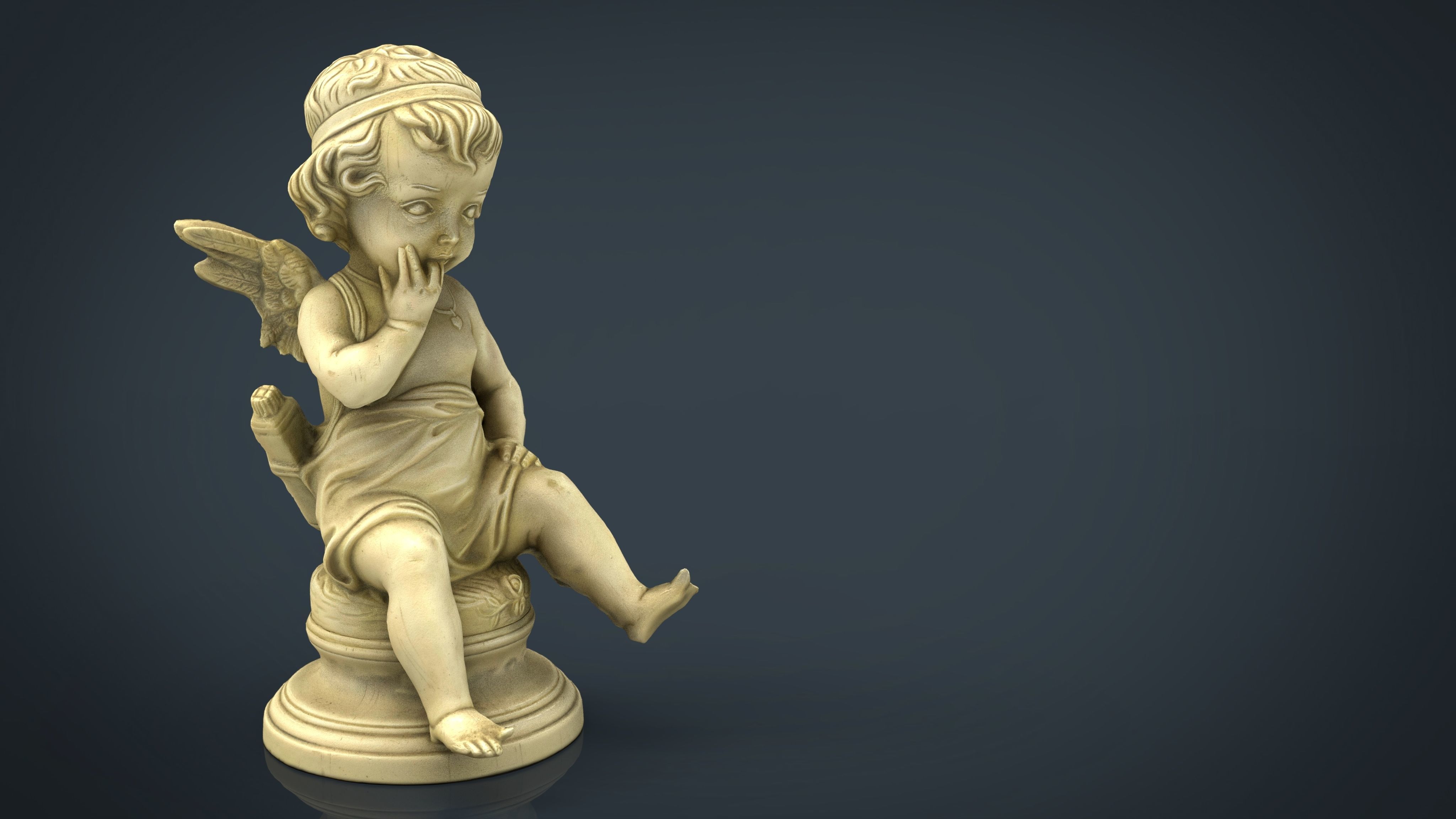 Cupid figurine Low-poly 3D model_7