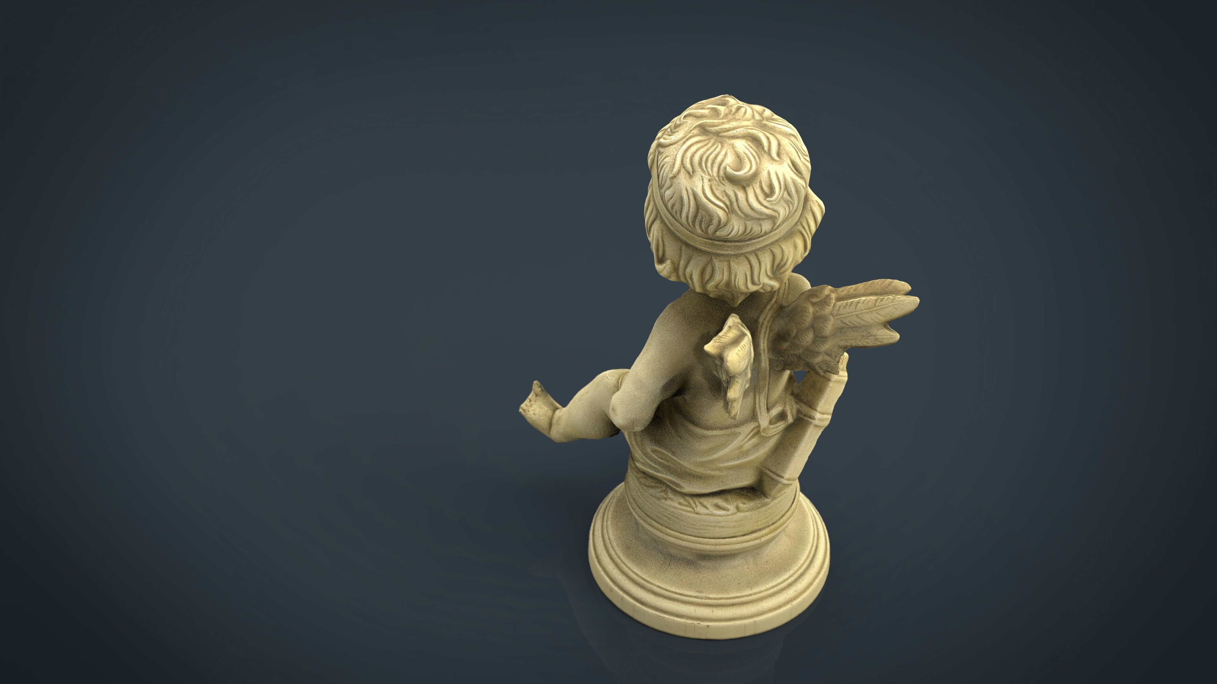 Cupid figurine Low-poly 3D model_5
