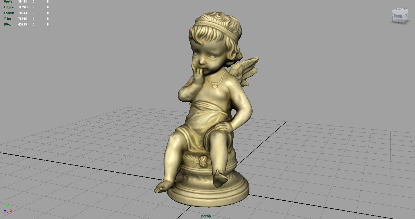 Cupid figurine Low-poly 3D model_3
