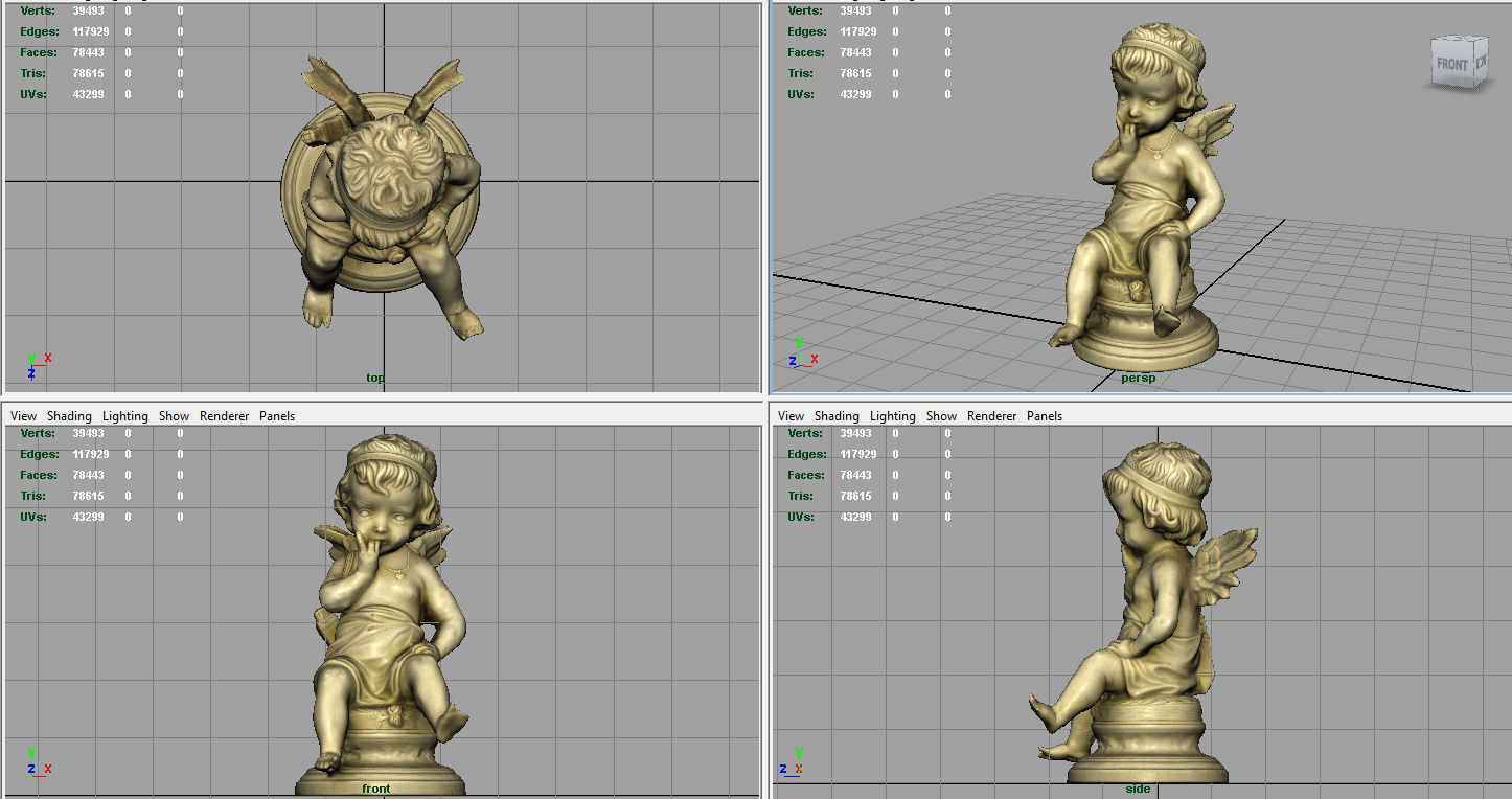 Cupid figurine Low-poly 3D model_6
