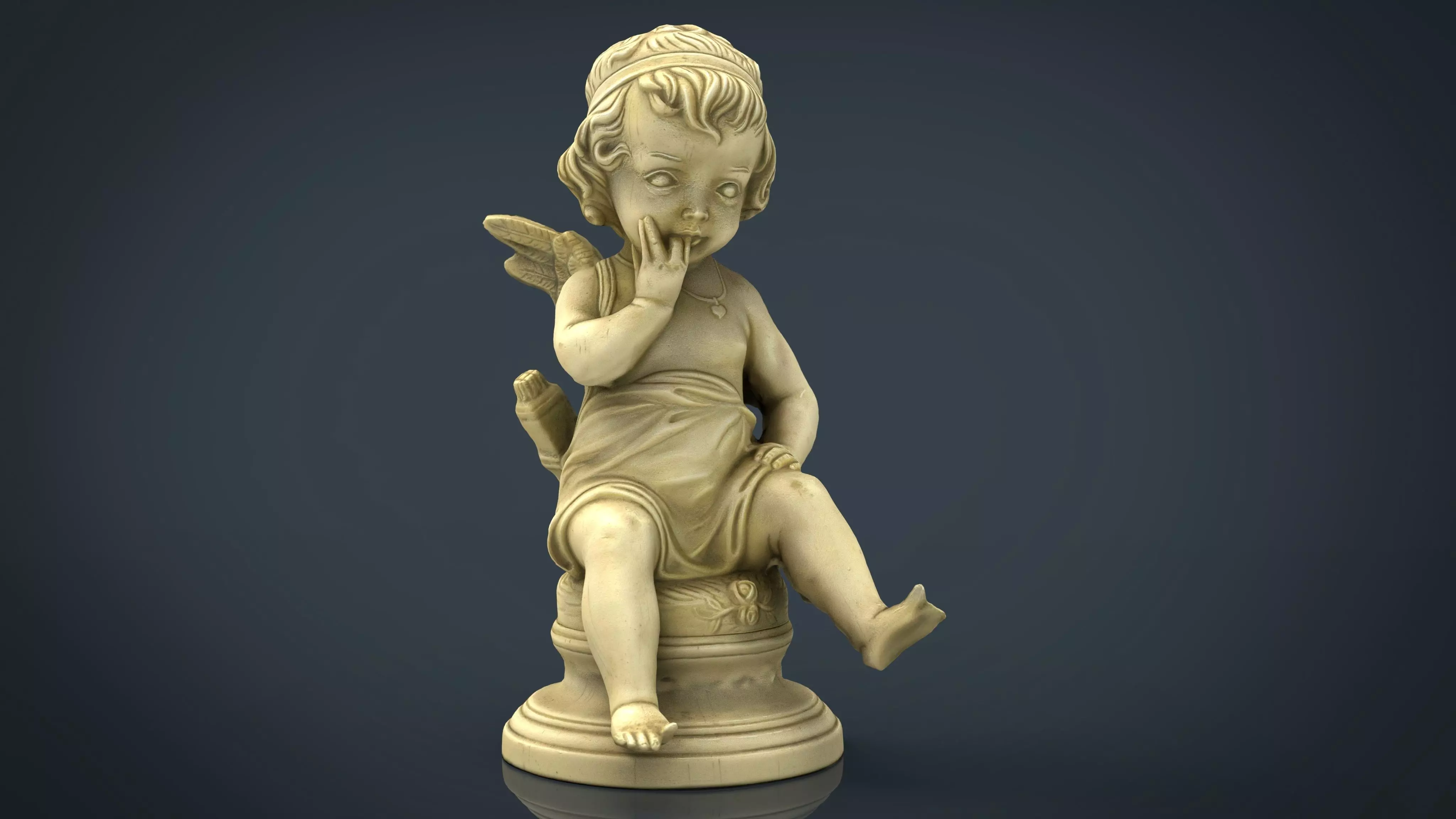 Cupid figurine Low-poly 3D model_0
