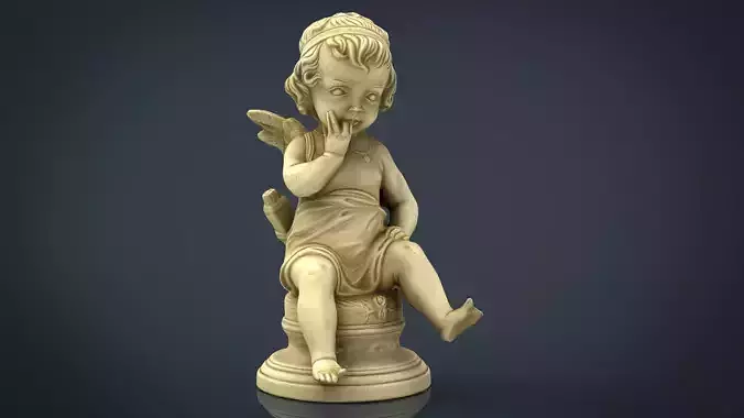 Cupid figurine Low-poly 3D model