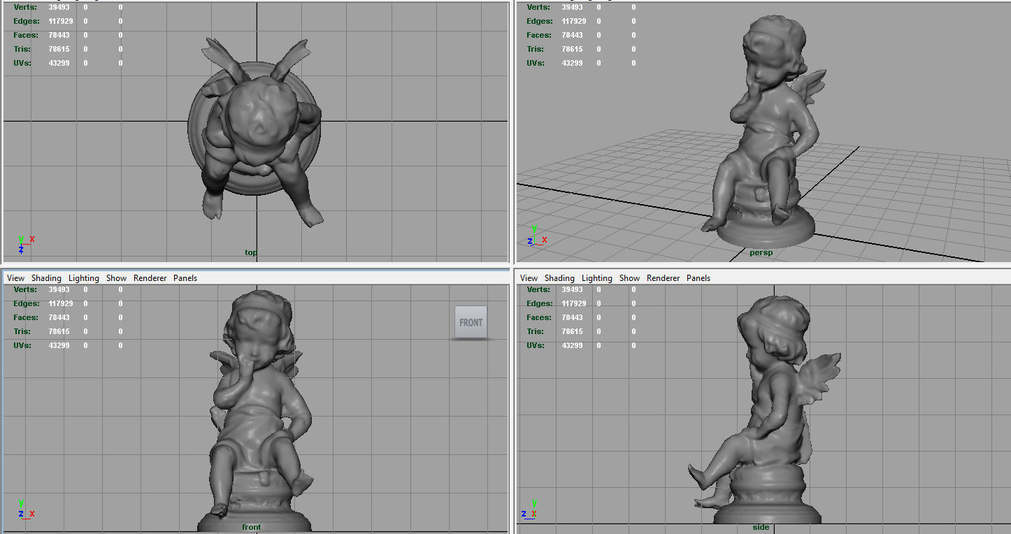 Cupid figurine Low-poly 3D model_8