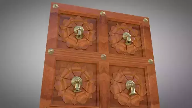 Door Lowpoly wooden with ornaments