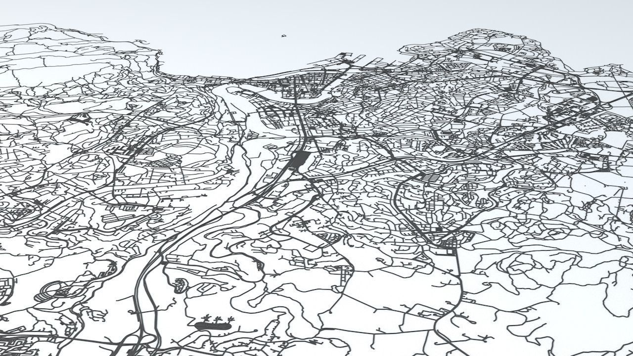 Trondheim Area Road Network and Streets 3D model_1