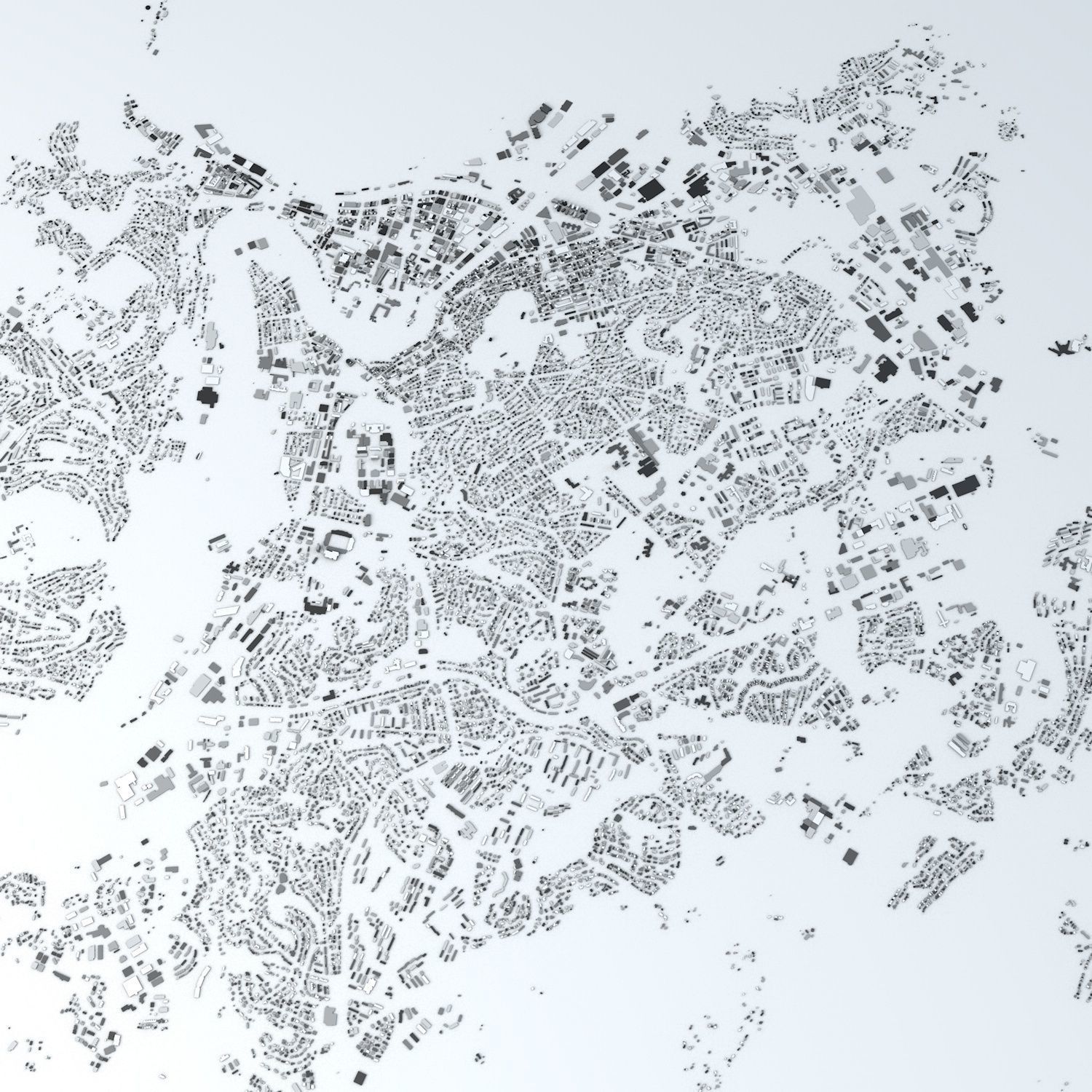 Trondheim Area Streets and Buildings 3D model_4