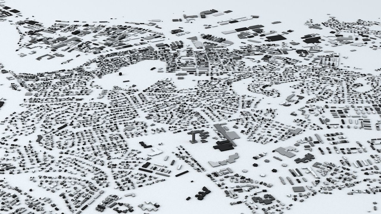 Trondheim Area Streets and Buildings 3D model_2