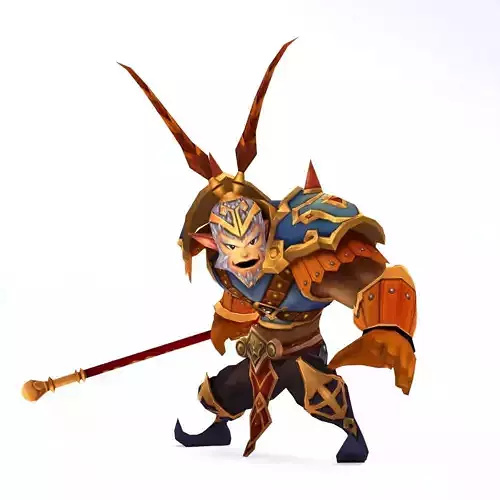 Songoku 3D animated character Low-poly 3D model
